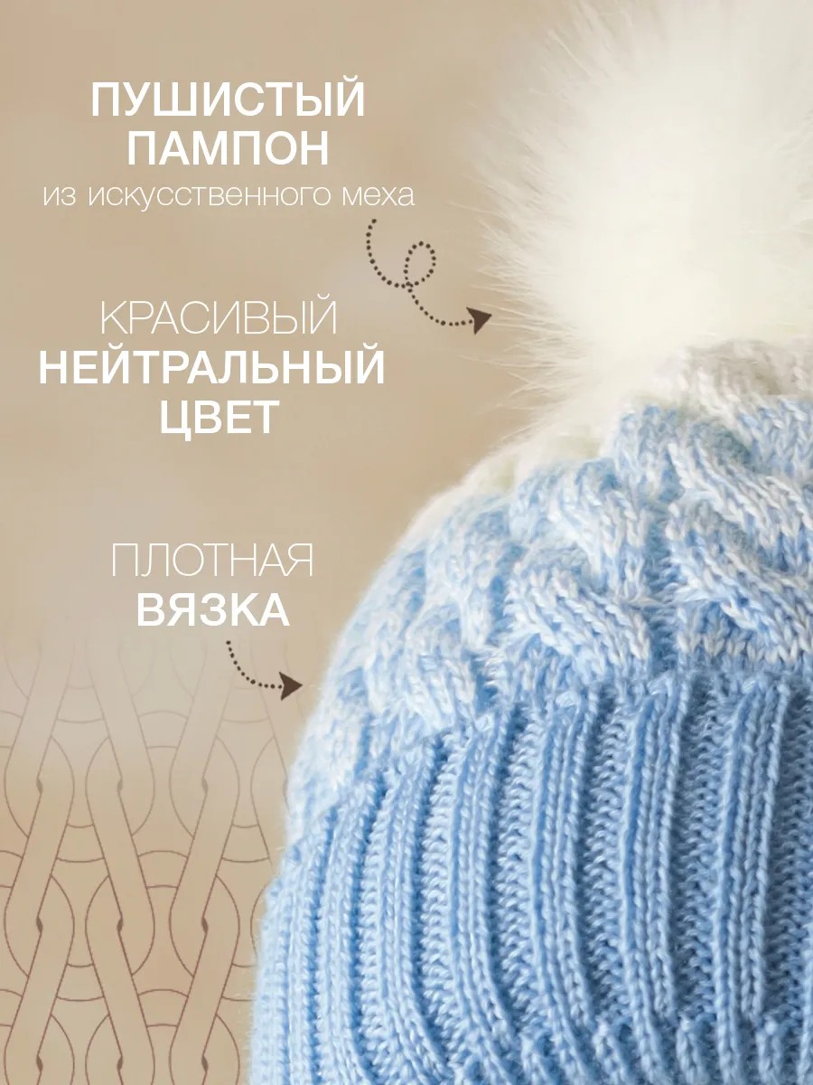 Шапка вязаная голубая