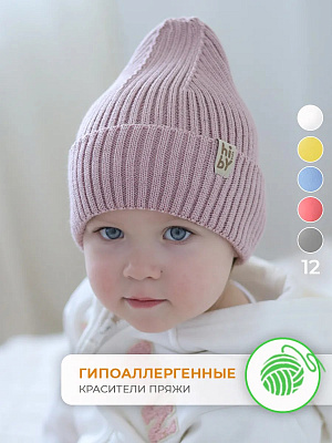 Шапка вязаная розовая