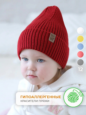Шапка вязаная красная